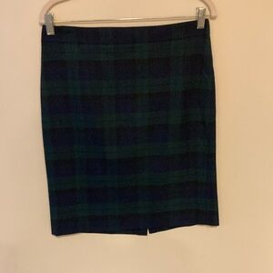 J. Crew Christmas Green Plaid Wool Blend Lined Skirt 4